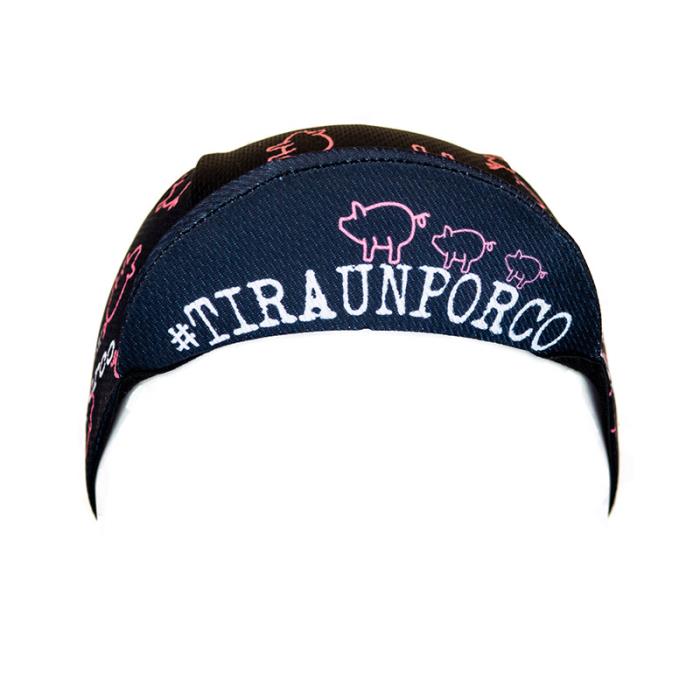 Cappellino ciclismo "Tiraunporco" nero