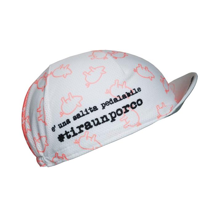 Cappellino ciclismo #Tiraunporco bianco