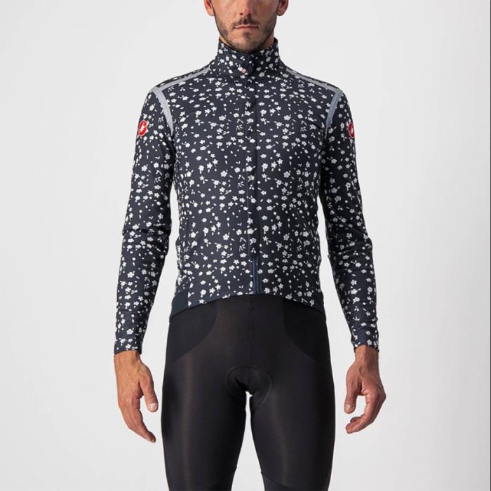 Giacca ciclismo Perfetto Ros Long Sleeve Saville Blue/Light Grey-Micro Flowers