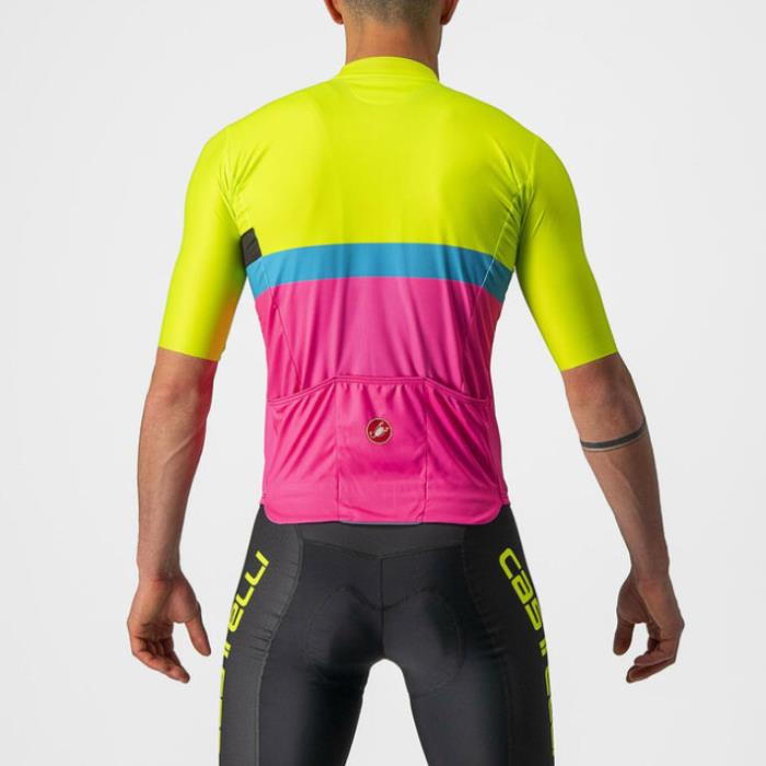 Maglia ciclismo A Blocco Jersey Electric Lime/Black/Blue/Magen
