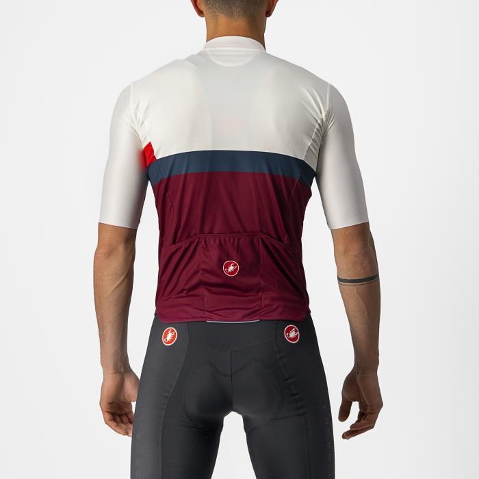 Maglia ciclismo A Blocco Jersey Ivory/Red-Blue-Bordeaux