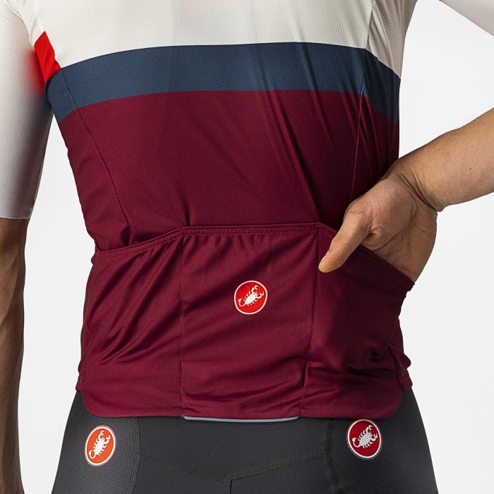 Maglia ciclismo A Blocco Jersey Ivory/Red-Blue-Bordeaux