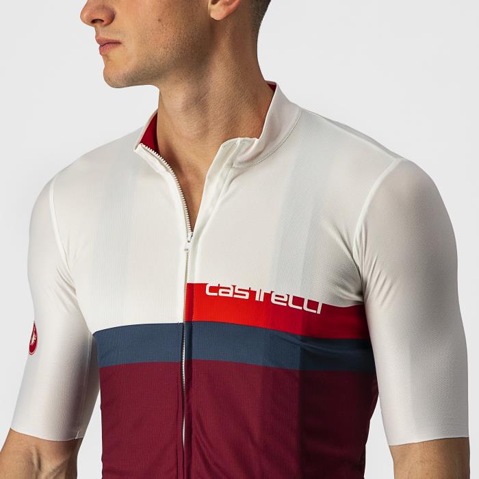 Maglia ciclismo A Blocco Jersey Ivory/Red-Blue-Bordeaux