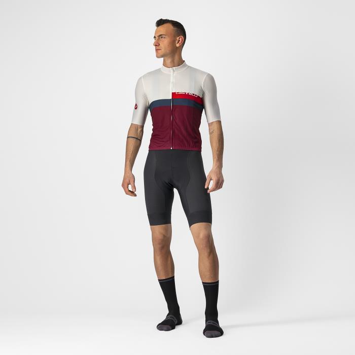 Maglia ciclismo A Blocco Jersey Ivory/Red-Blue-Bordeaux