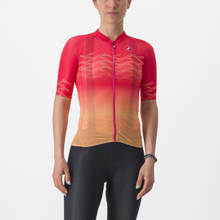 Maglia ciclismo Donna Climber's 2.0 W Jersey Rosso/Arancione