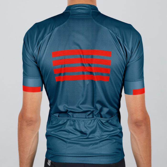 Maglia Ciclismo Wire Jersey Blue Twilight/Fire Red/Gold