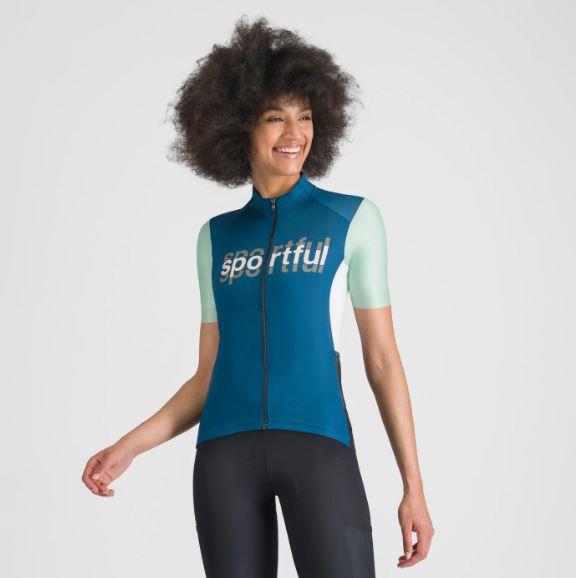 Maglia Ciclismo Supergiara Logo W Teal Blue / Lichen Green