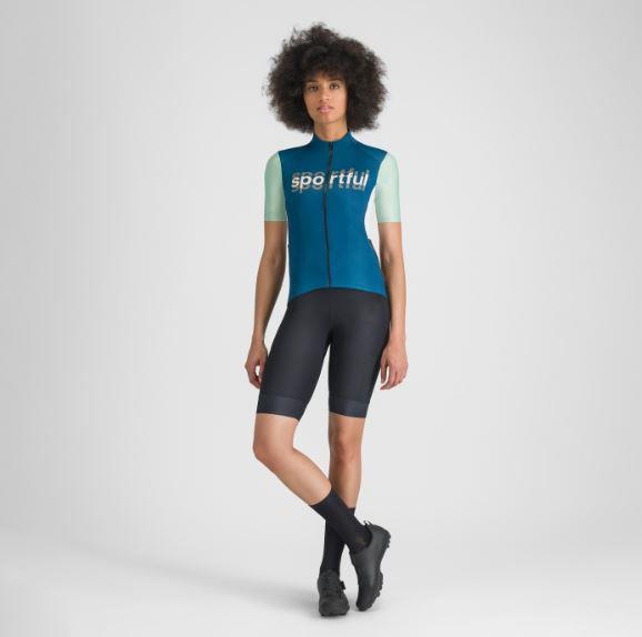 Maglia Ciclismo Supergiara Logo W Teal Blue / Lichen Green
