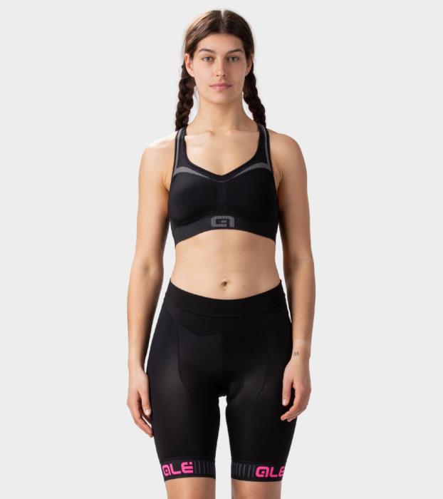 Pantaloncino ciclismo senza bretelle donna Solid Traguardo Black/Pink