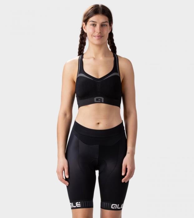 Pantaloncino ciclismo senza bretelle da donna Solid Traguardo Black/White