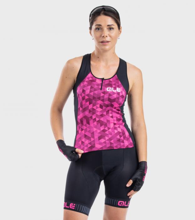 Canotta ciclismo Solid Triangles Black/Fucsia 