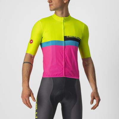 Maglia ciclismo A Blocco Jersey Electric Lime/Black/Blue/Magen
