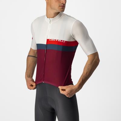 Maglia ciclismo A Blocco Jersey Ivory/Red-Blue-Bordeaux