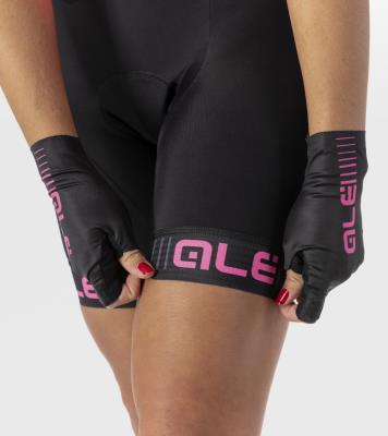 Pantaloncino ciclismo con bretelle da donna Solid Traguardo Black/Pink